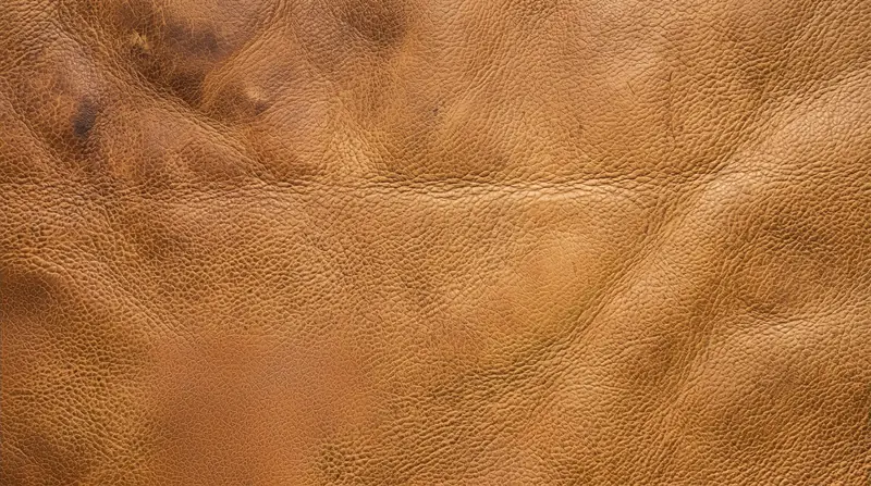 Close-up of the grain on a tan leather hide
